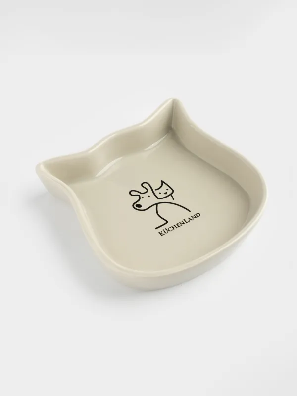 Pet bowl, 15x14 cm, 250 ml, ceramic, grey, Cat, Whiskers, image-4