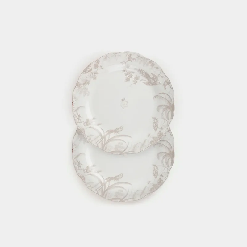 Dinner plate, 27 cm, 2 pcs, porcelain P, white and beige, Jungle, Tropical