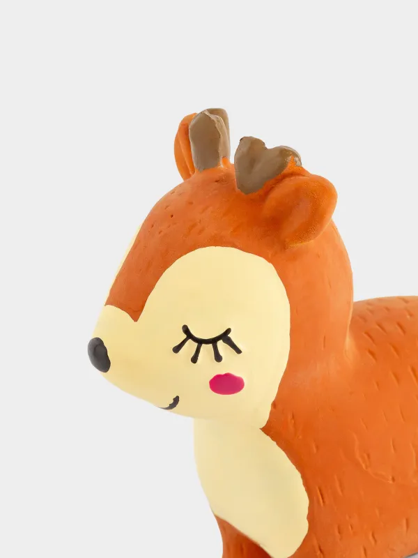 Dog toy, 9 cm, with squeaker, rubber, brown, fawn, Christmas pet, image-2