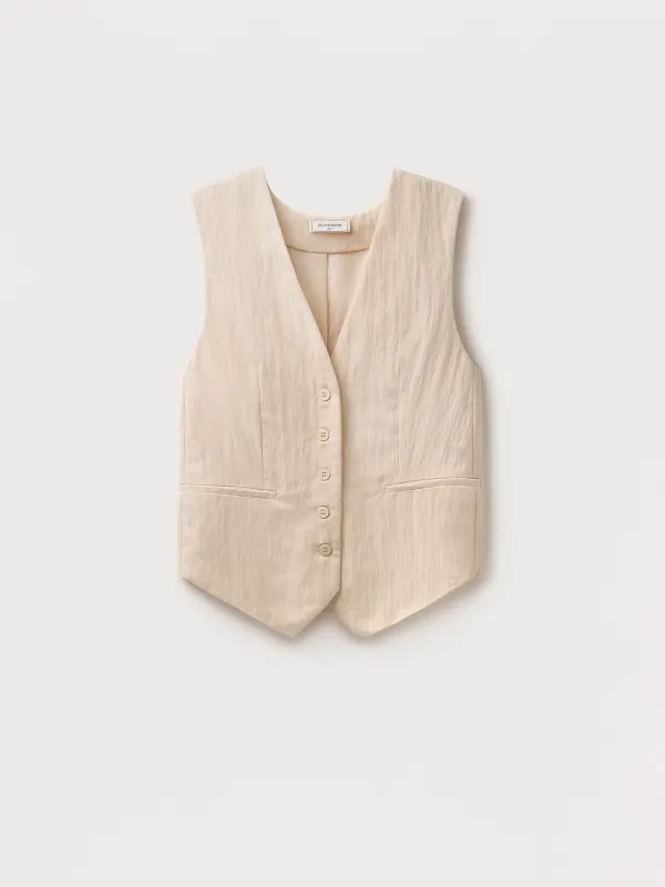 Women's vest, size S, with drawstrings, viscose / polyester, milky, Giselle, image-10