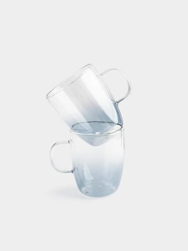 Mug, 440 ml, 2 pcs, glass B, gray gradient, Air gradient, image-0