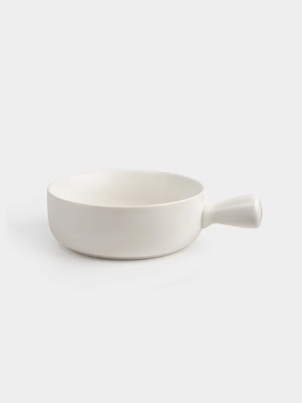 Baking dish, 15 cm, with handle, round, ceramic, white, Light kitchen, image-3