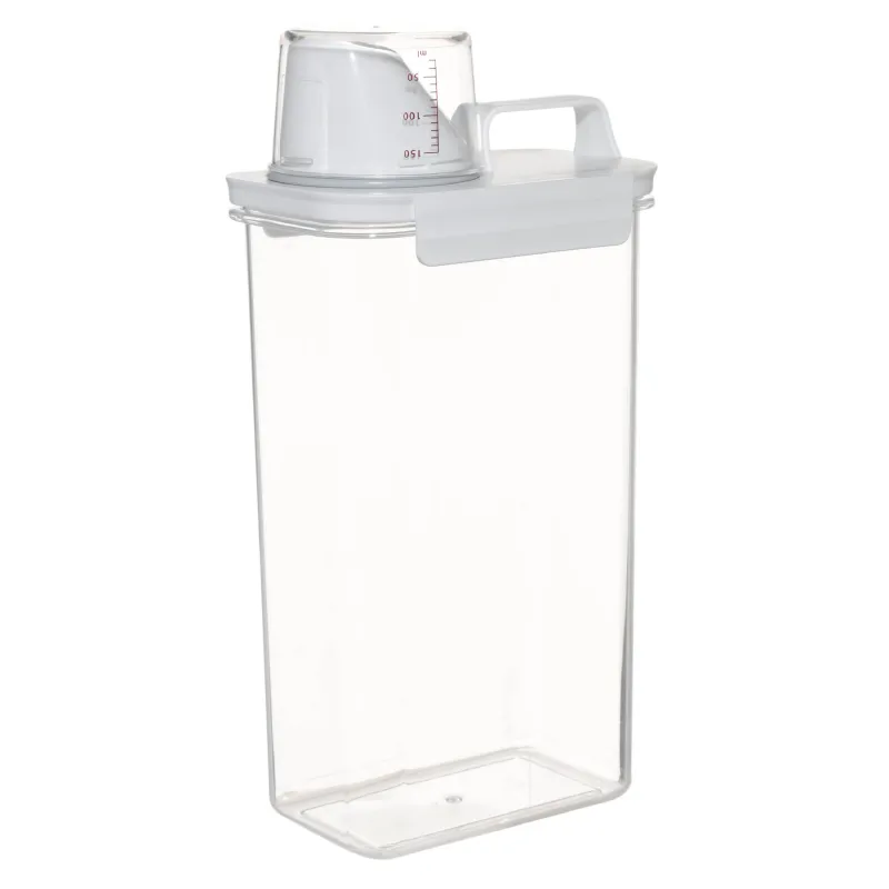 Washing powder container, 2,3 l, with measuring cup, plastic, white, Compact, image-1