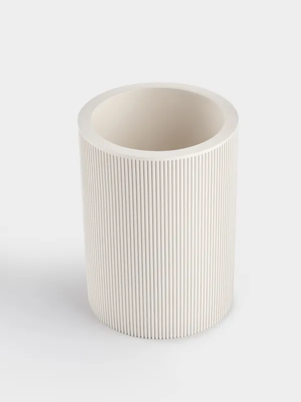 Toothbrush holder, 10 cm, polyresin, milky, White stripes, image-2