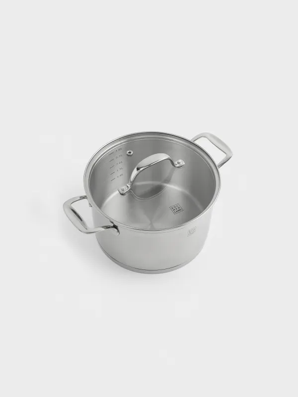 Pot, 20 cm, 3.5 l, with lid, Silver Stone, image-1