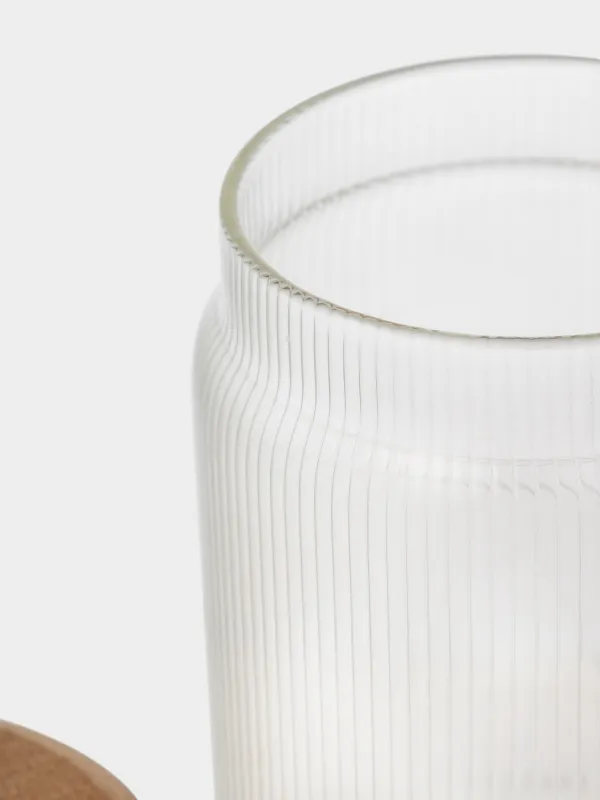 Bulk products jar, 400 ml, glass R / wood, Ribby wood, image-3