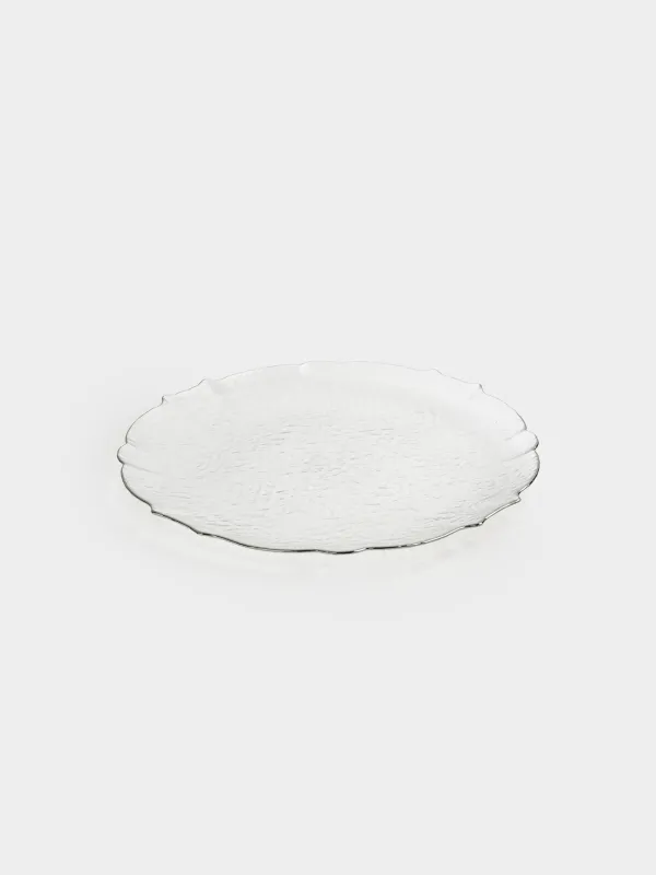 Charger plate, 33 cm, glass, with silver edging, Nautilus silver, image-2