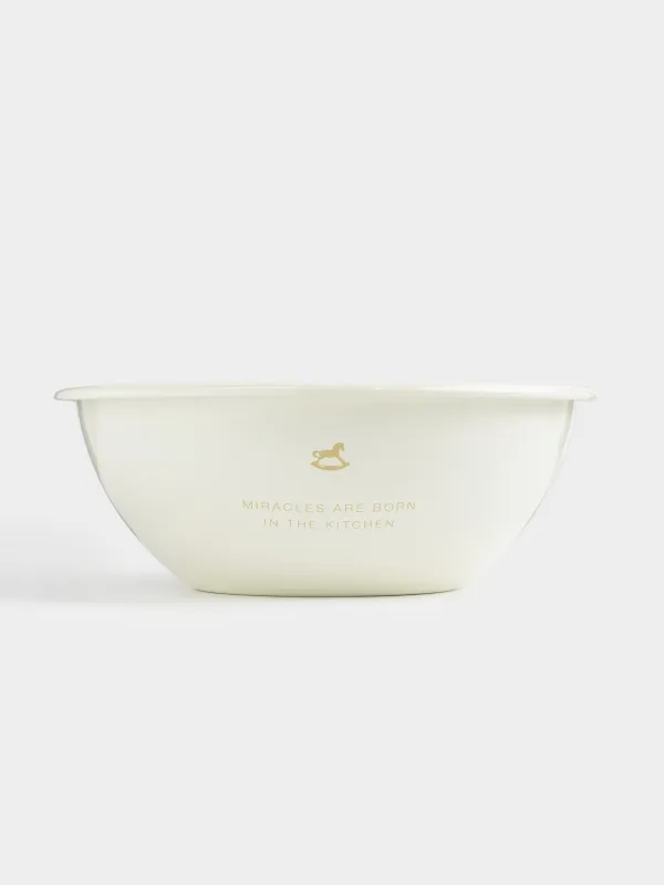 Bowl, 1,6 l, enameled metal, milky, with golden edging, House, Enamel, image-5