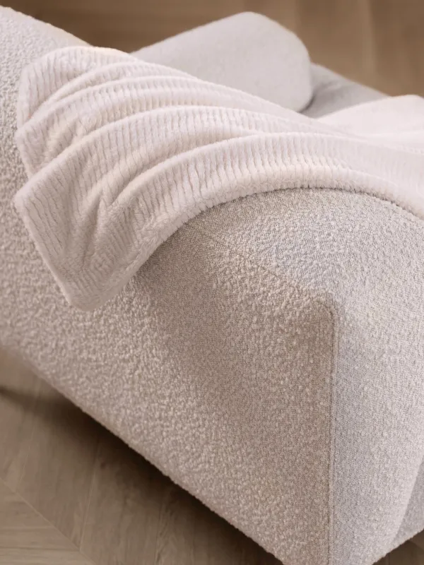 Blanket, 130x170 cm, double-sided, faux fur/flannel, milk, Stripes, Flannel, image-7