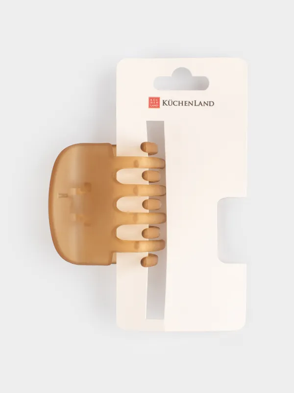 Hair clip, 6 cm, plastic / metal, brown, Crab, Hair basic, image-5