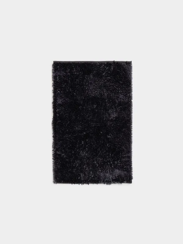 Mat, 50x80 cm, anti-slip, polyester, Dark grey, Fluffy, image-0