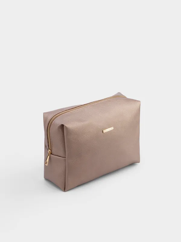 Cosmetic bag, 27x17 cm, polyurethane, golden, Beauty, image-4