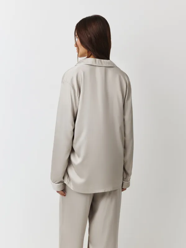 Women's shirt, homewear, size L, with long sleeves, bamboo, beige, Debora, image-2