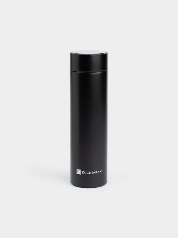 Thermos flask, 500 ml, with thermometer, steel / plastic, black, Celsius, image-0