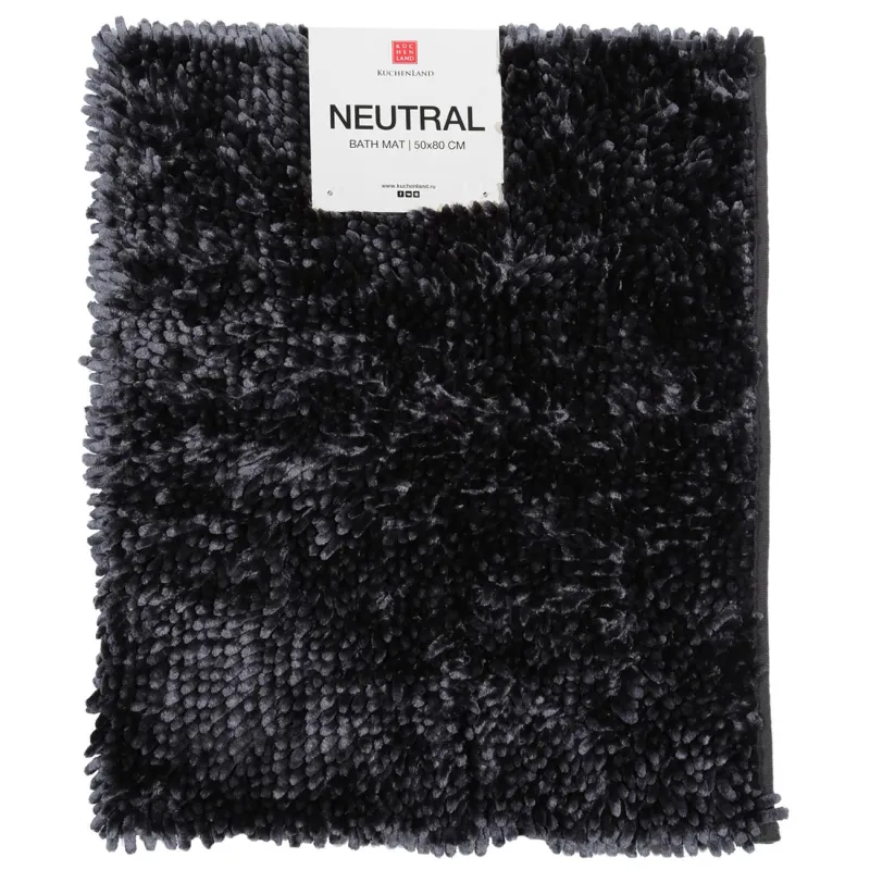 Mat, 50x80 cm, anti-slip, polyester, Dark grey, Fluffy, image-2
