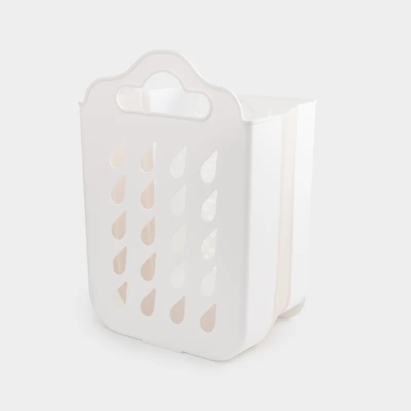 Laundry basket, 25x34x48 cm, folding, plastic / rubber, beige-pink, Foldaway, image-4