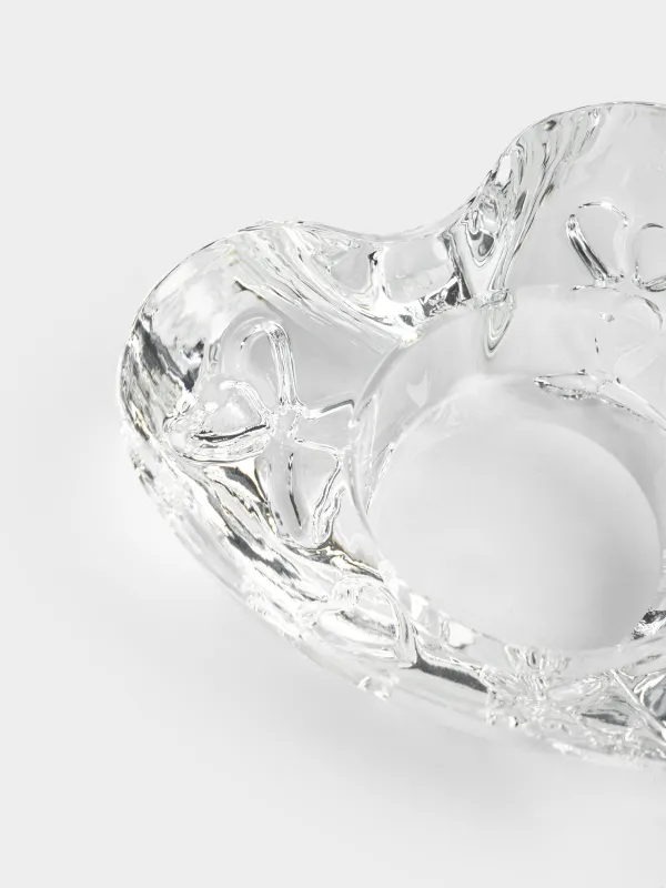 Candlestick, 8x3 cm, for tea candle, Crystal glass, Heart, Heart, image-1