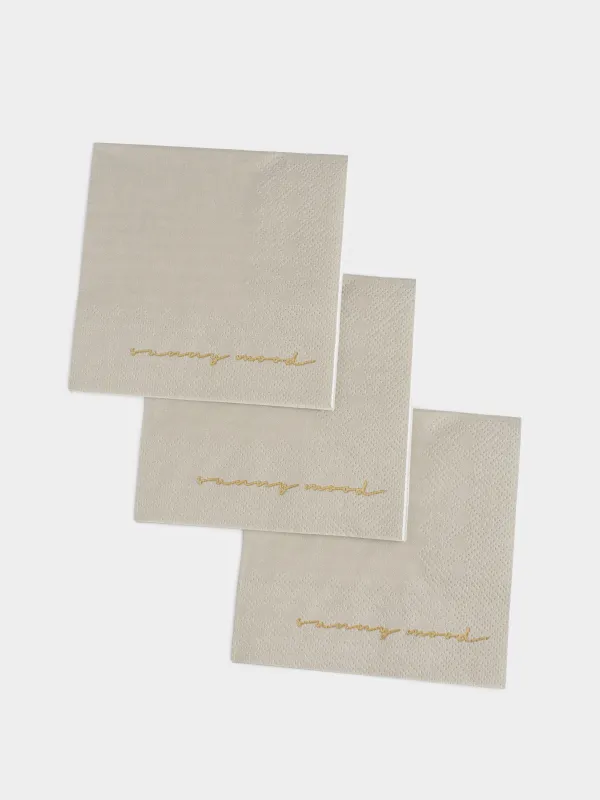Paper napkins, 21x21 cm, 20 pcs, square, beige, Sunny mood, Scroll, image-2