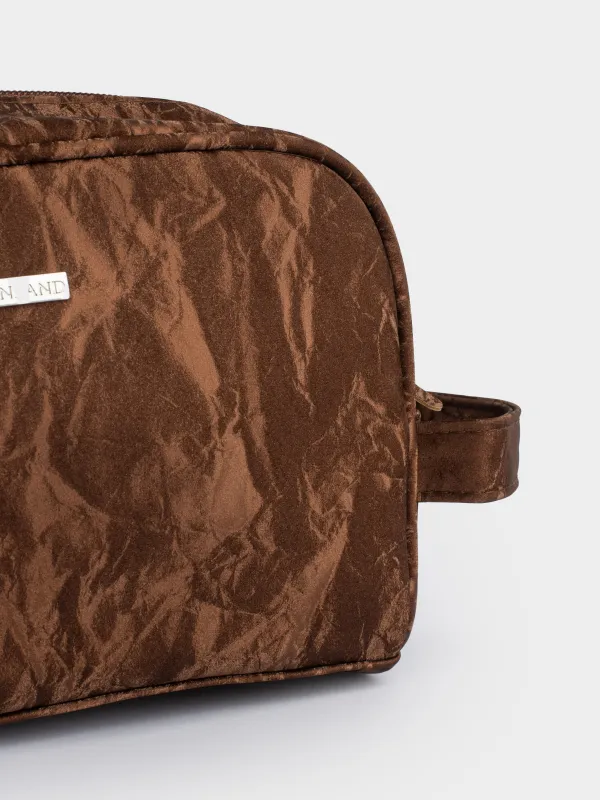 Cosmetic bag, 20x15 cm, polyurethane, brown, Krush, image-3