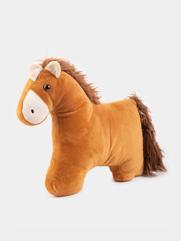 Decorative pillow, 38x32 cm, plush, brown, Horse, Horse cute, image-1