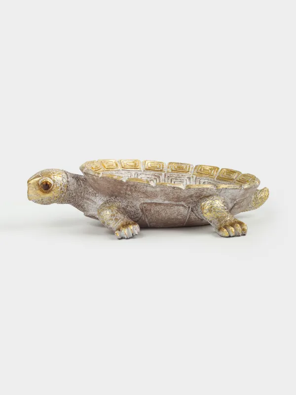 Decorative dish, 23x17x6 cm, polyresin, golden-silver, Turtle, Grand turtle, image-0