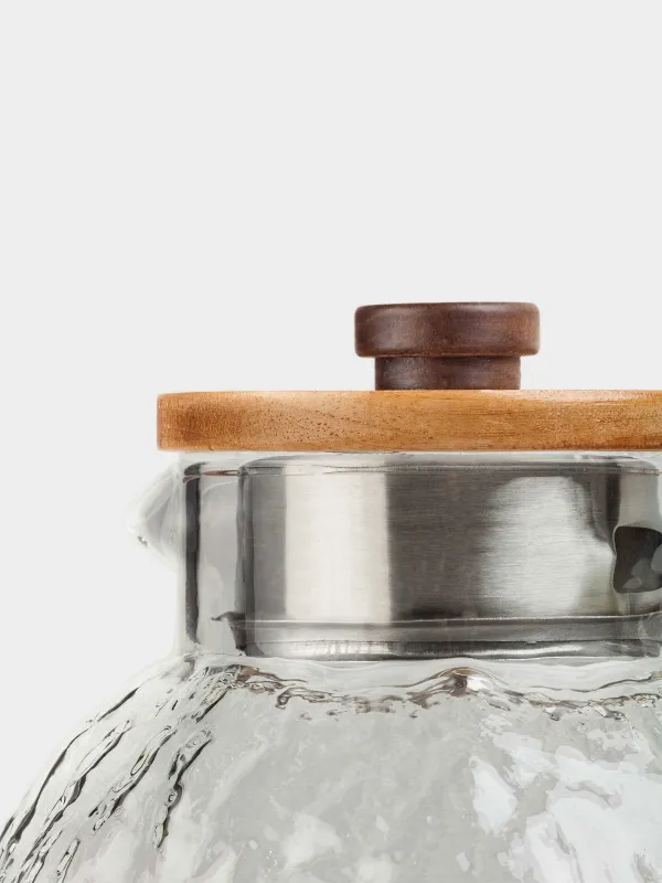 Jug, 1,4 l, with filter cap, Used glass / wood, Nautilus, image-4