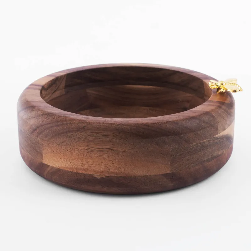 Decorative dish, 19 cm, wood/metal, Bee, Honey