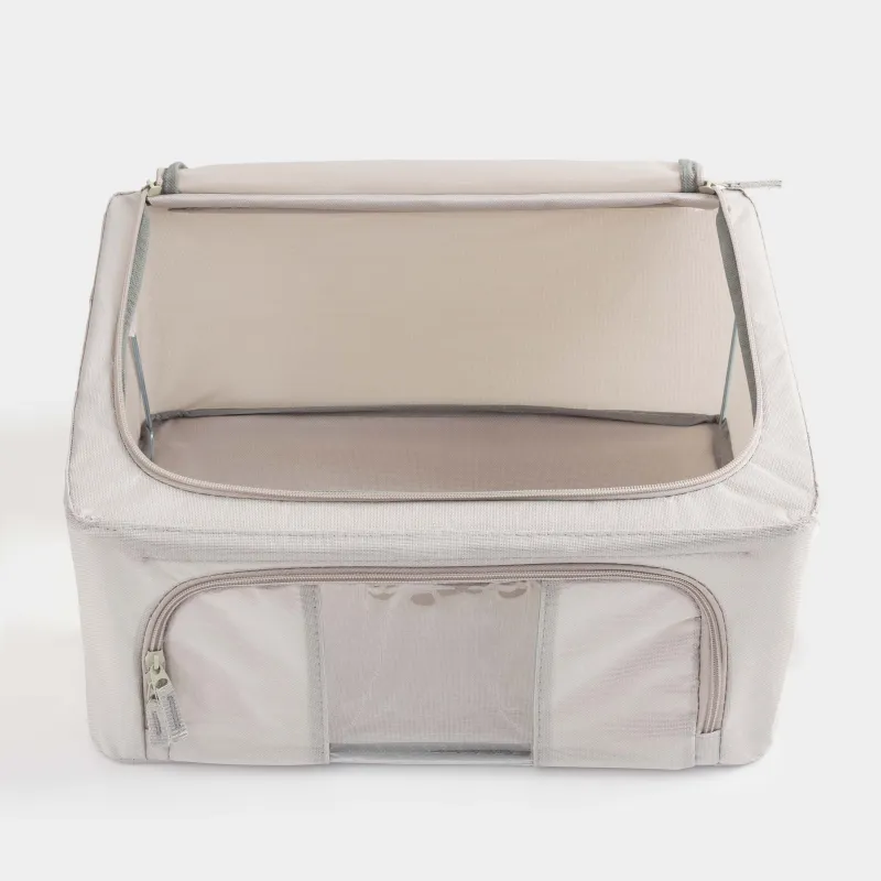 Organizer-box for things, 40x30x20 cm, with zipper, oxford, gray, Pedant, image-4