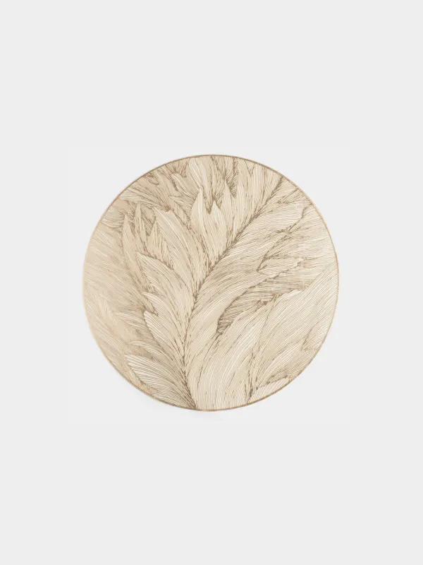 Placemat, 38 cm, PVC, round, golden, Sheet, Azhur, image-0