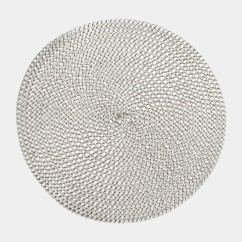 Napkin for appliances, 38 cm, polypropylene/PET, round, silver, Circle braid