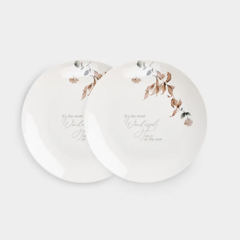 Snack plate, 20 cm, 2 pcs, porcelain N, Autumn flowers, Refined floral