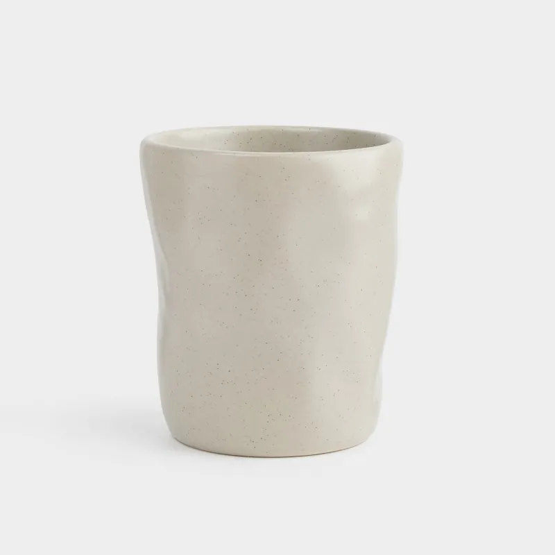 Glass, 10 cm, 300 ml, ceramic, beige, Crumpled effect, Crumple creme