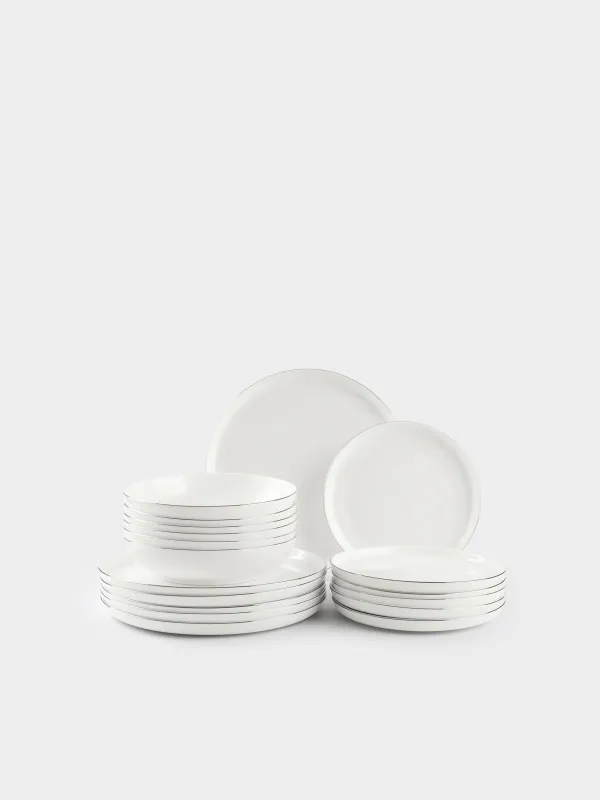 Dining set, 6 pers, 18 pr, porcelain F, white, Ideal silver, image-0