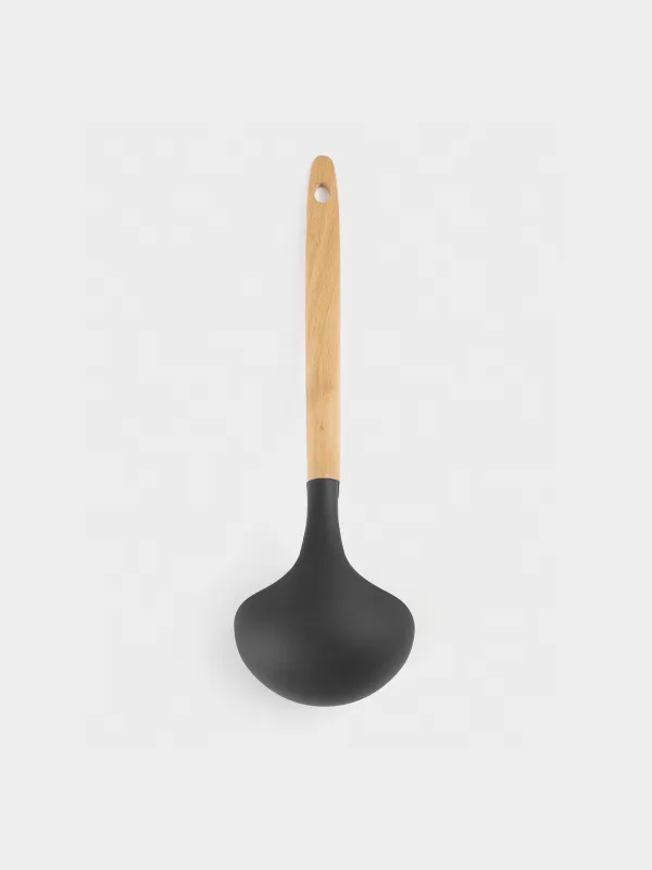 Ladle, 30 cm, silicone / wood, gray, Weekend, image-3