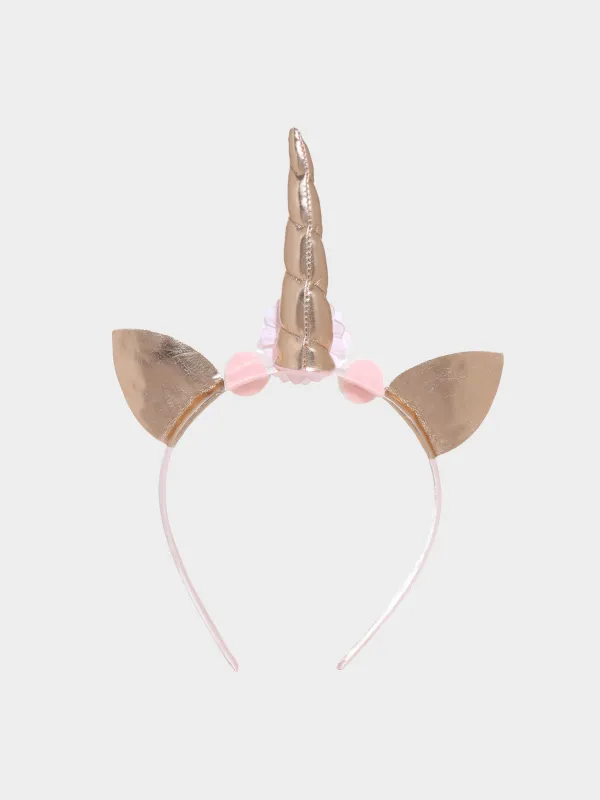 Carnival band, 12x13 cm, polyester / plastic, Pink, Unicorn, Unicorn, image-1