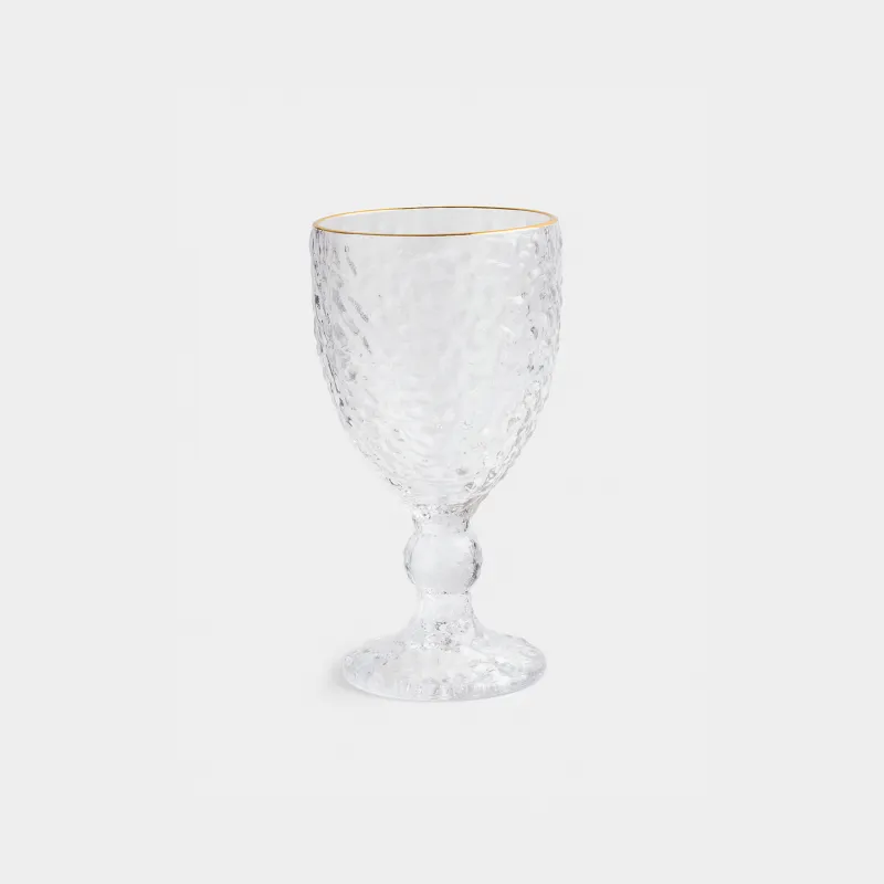 Wine goblet glass, 320 ml, glass, with golden edging, Nautilus Gold