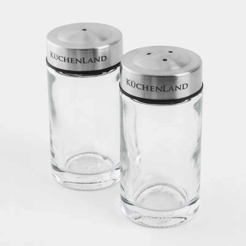 Salt and pepper set, 7 cm, glass/steel, Classic, image-1