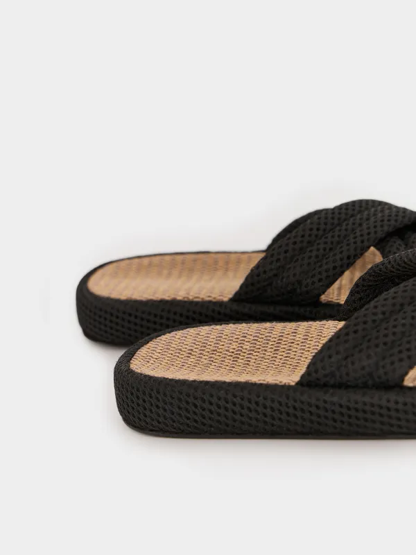 Women's slippers, homewear, size 36-37, polyester, brown, Walk X, image-4