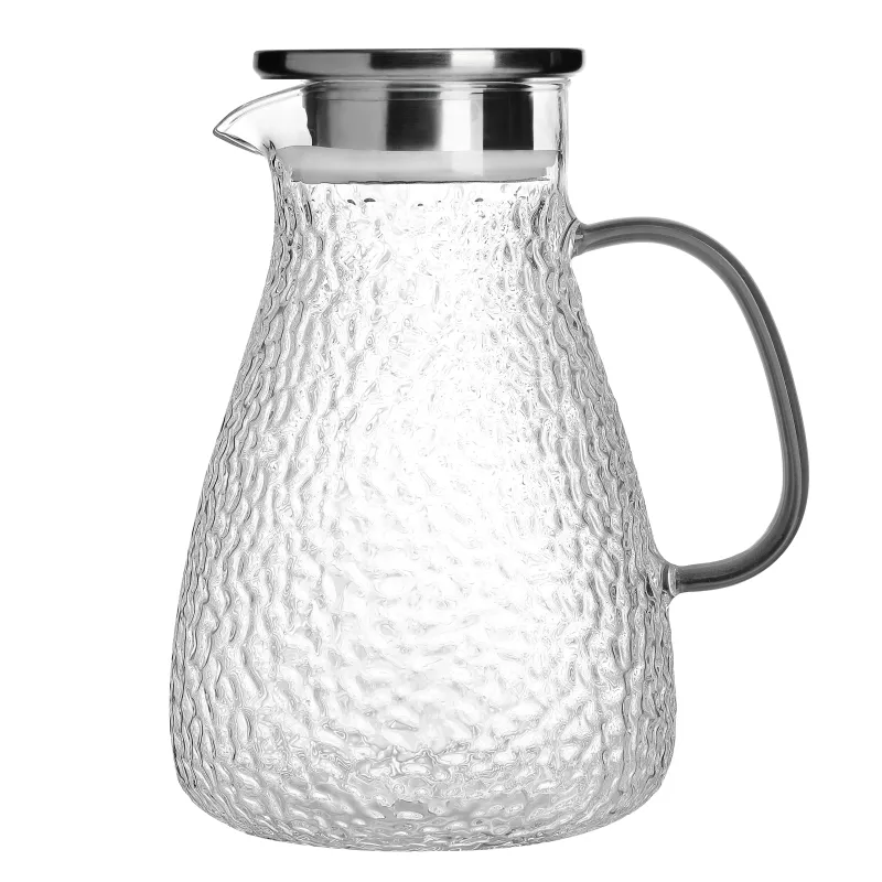 Jug, 1,7 l, with filter cap, Used glass, grey handle, Dawned