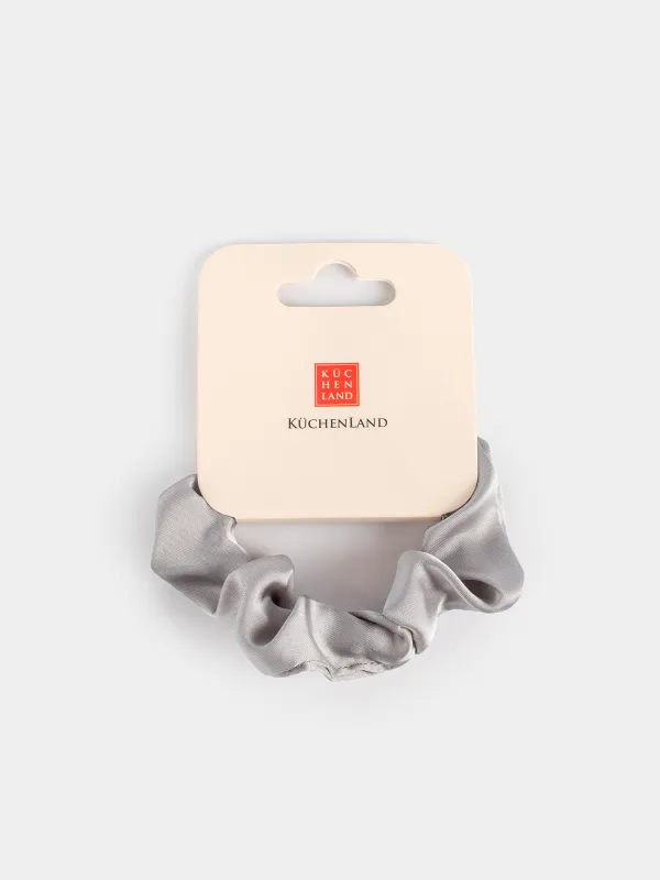 Elastic hair band, 6 cm, satin, grey, Silk, image-3