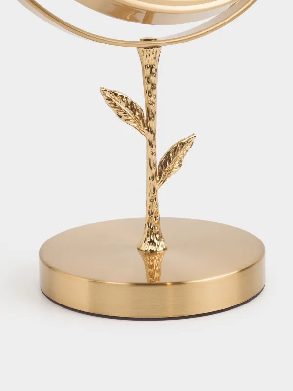 Table mirror, 30x18/15 cm, double-sided, on a leg, metal, round, gold, Freya, image-5