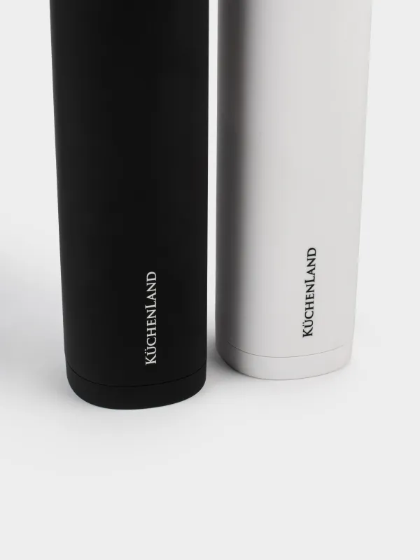 Spice mill, 20 cm, 2 pcs, Gravity, Plastic, LED W, White / Black, B&W, image-2