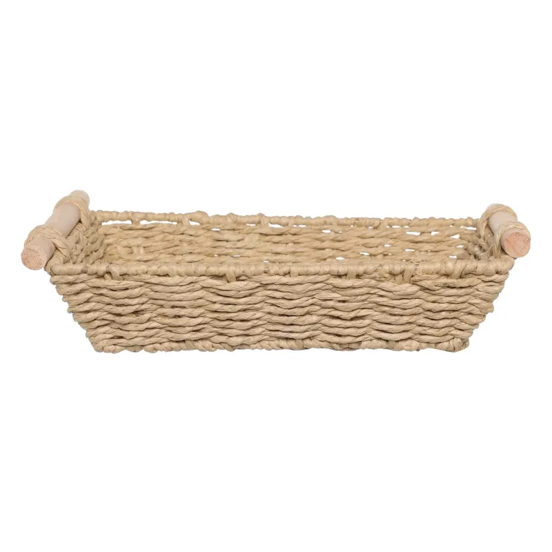 Storage basket, 25x15 cm, braided, with handles, cellulose, rectangular, Braided