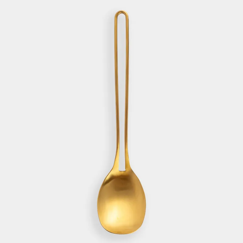 Serving spoon, 37 cm, steel, golden, Device gold
