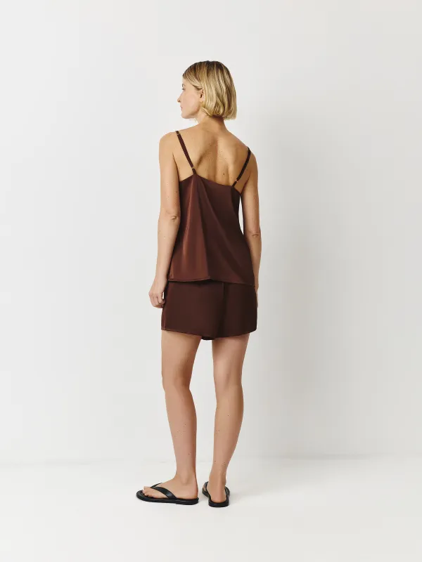 Women's shorts, homewear, size S, polyester, brown, Derin, image-3