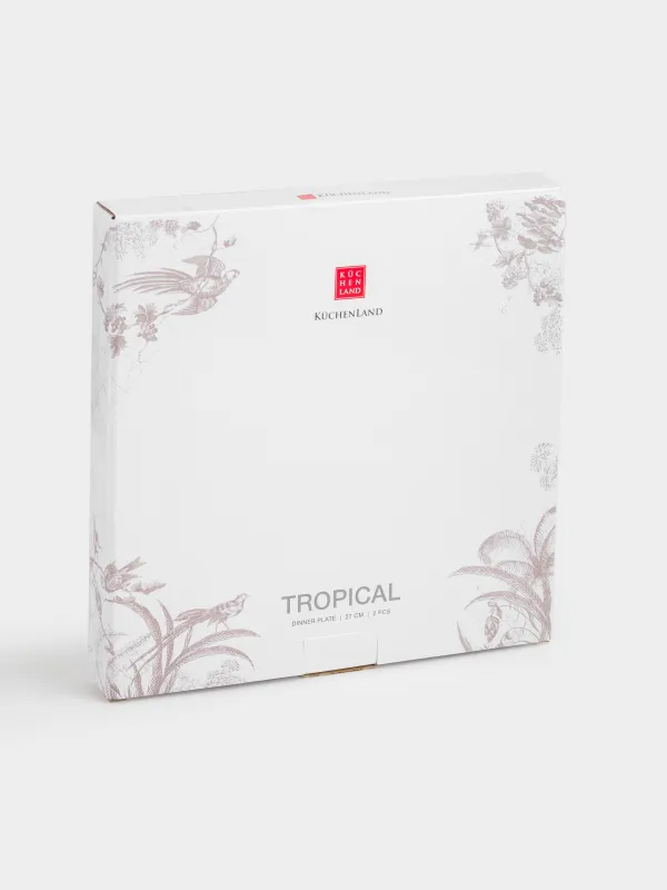 Dinner plate, 27 cm, 2 pcs, porcelain P, white and beige, Jungle, Tropical, image-5