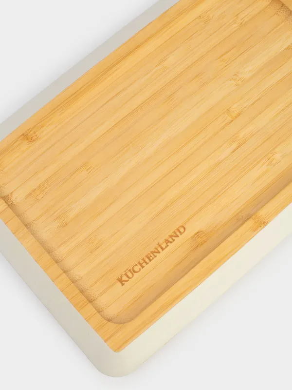 Dish, 24x16 cm, bamboo, rectangular, grey edging, Bamboo soft, image-4