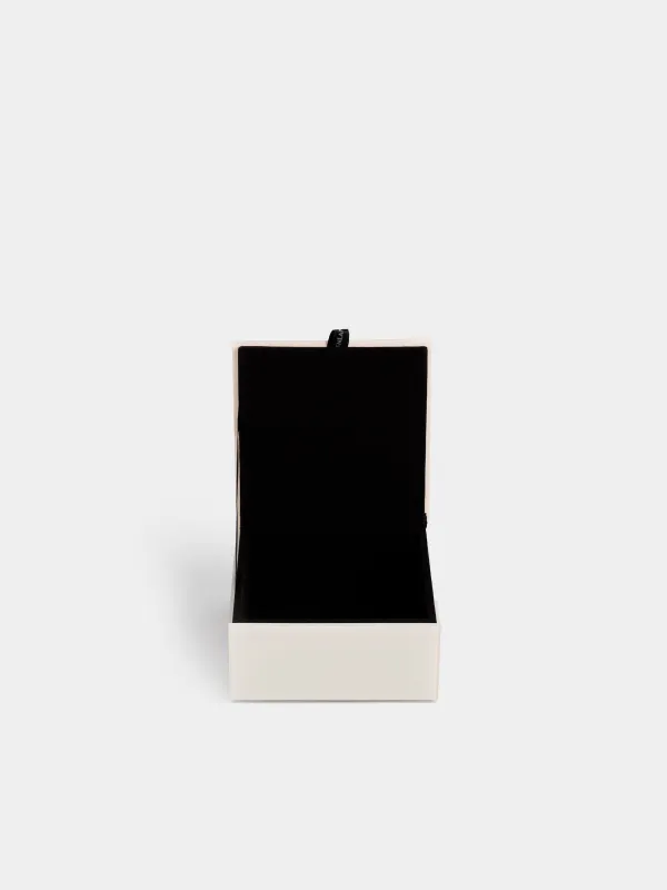 Jewelry box, 12x6 cm, glass, mirror, beige, Flower, Glossy color, image-2