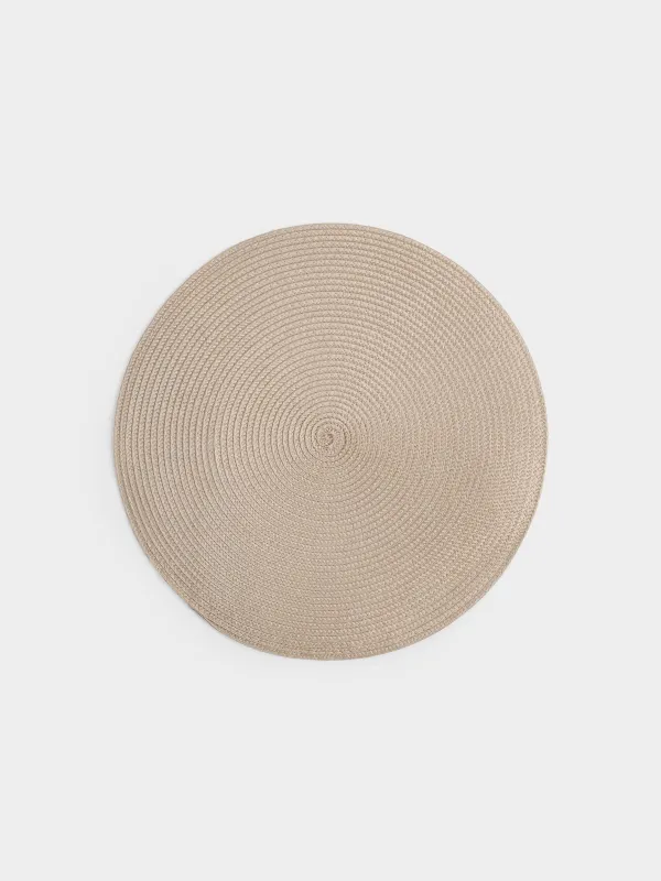 Placemat, 38 cm, polypropylene, round, beige, Circle, image-0