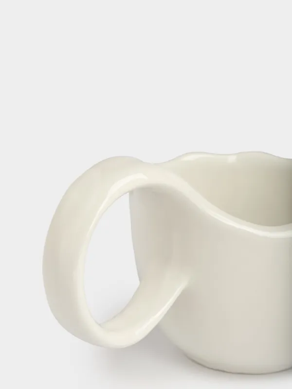 Mug, 400 ml, ceramic, milky, Horse inside, Crumple print, image-3
